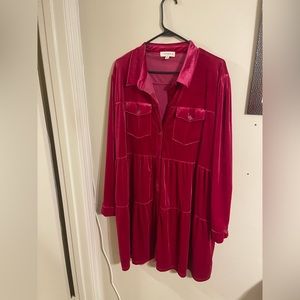 Three Tier Pink Velvet Dress